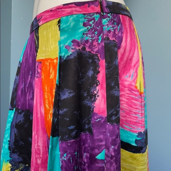 Trina Turk bold colorful pleated silk skirt size 4 - Picture 4 of 7